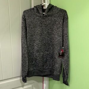 Heather gray men’s pullover hoodie with 
Fleece interior sweatshirt , medium